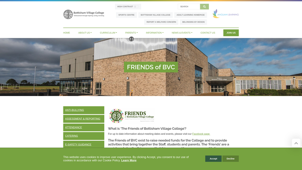 Screenshot of the Friends Of Bottisham Village College website