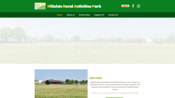 Screenshot of the Hillside Rural Activities Park website