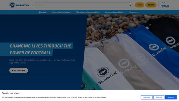 Screenshot of the Brighton & Hove Albion Foundation website
