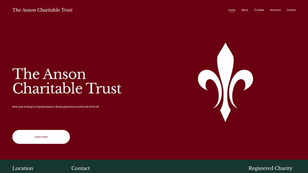 Screenshot of the Anson Charitable Trust website
