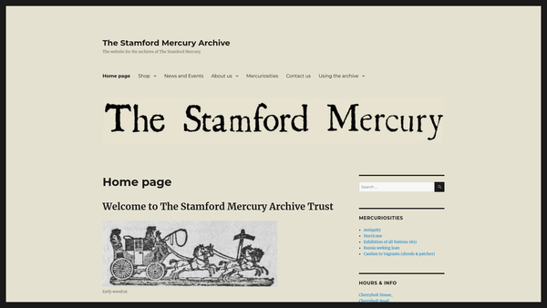 Screenshot of the The Stamford Mercury Archive Trust website