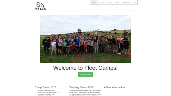 Screenshot of the Fleet Camps Trust website