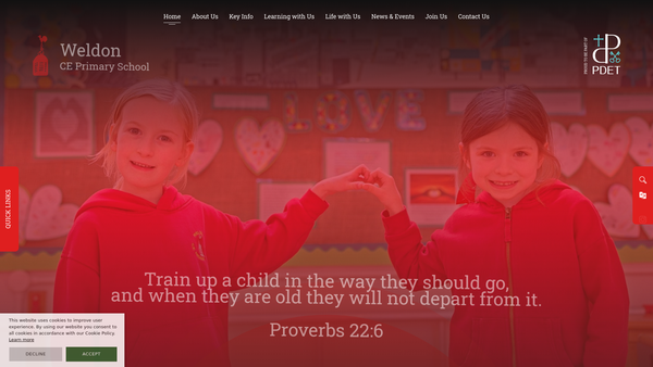 Screenshot of the Weldon CE School Parents, Friends & Teachers Association website