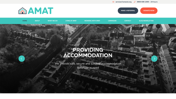 Screenshot of the Amat UK website