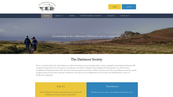 Screenshot of the The Dartmoor Society website