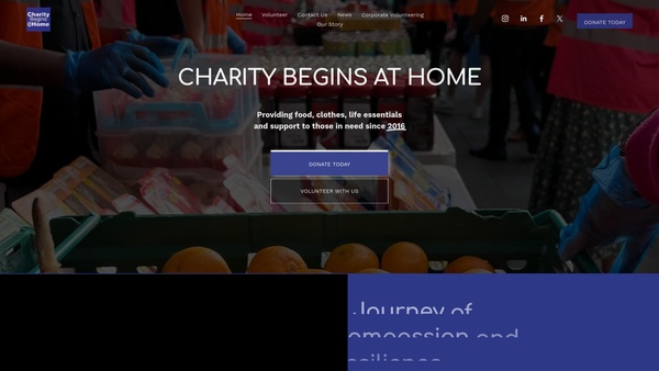 Screenshot of the Charity Begins At Home website