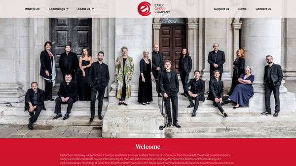 Screenshot of the The Early Opera Company Limited website