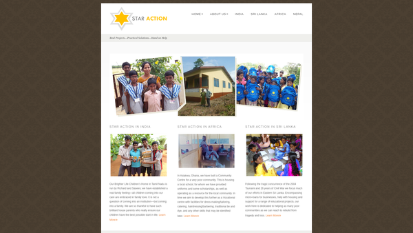 Screenshot of the Star Action website