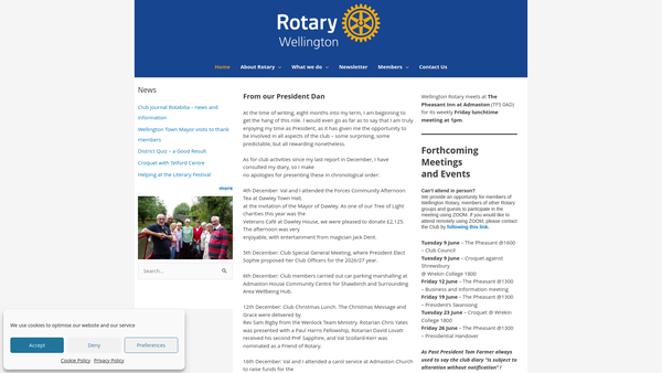 Screenshot of the Rotary Club Of Wellington (Shropshire) Benevolent Fund website