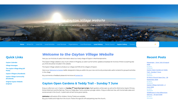 Screenshot of the Gayton Church Heritage Trust website