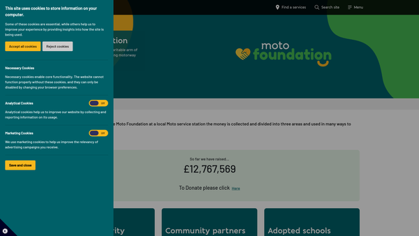 Screenshot of the Moto Foundation website