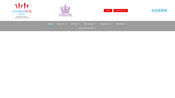 Screenshot of the Children First Derby website