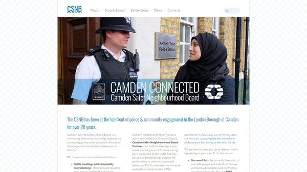 Screenshot of the Camden Safer Neighbourhood Board website