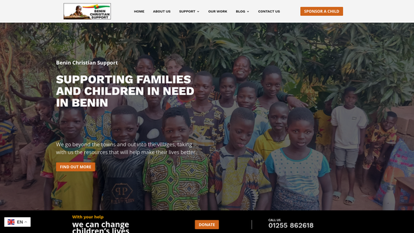Screenshot of the Benin Christian Support website