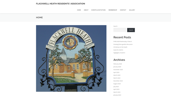 Screenshot of the Flackwell Heath Residents Association website