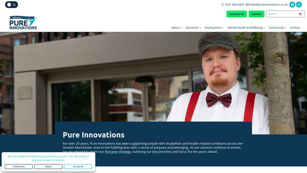 Screenshot of the Pure Innovations Limited website
