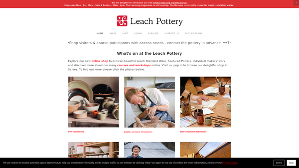 Screenshot of the Bernard Leach (St Ives) Trust Limited website