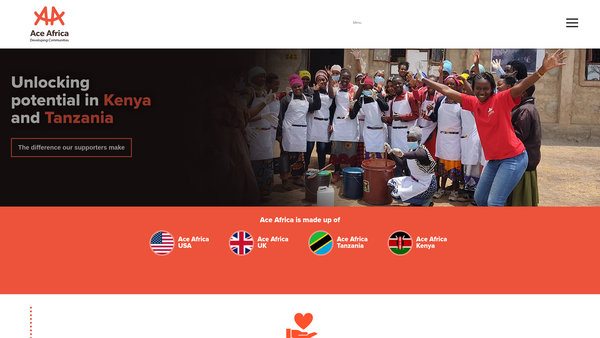 Screenshot of the ACE Africa (UK) website