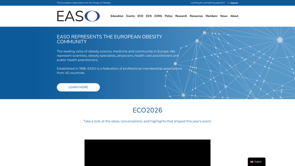 Screenshot of the European Association For The Study Of Obesity website