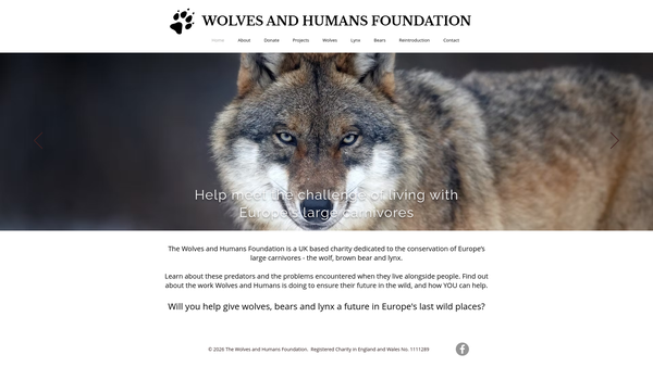 Screenshot of the The Wolves And Humans Foundation website