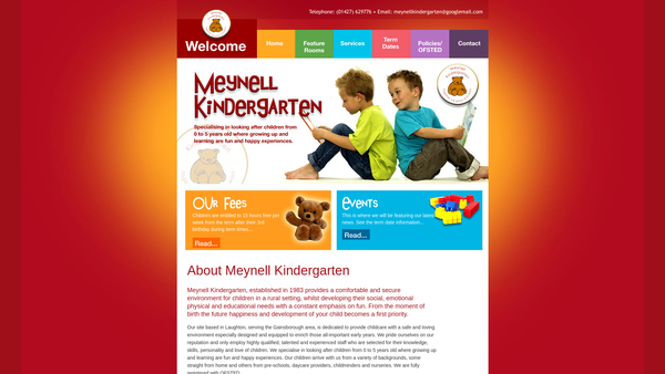 Screenshot of the Meynell Kindergarten website