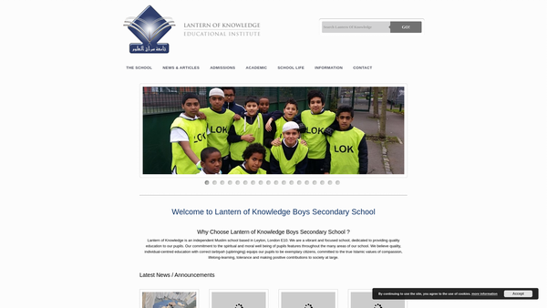 Screenshot of the Lantern Of Knowledge Educational Trust website