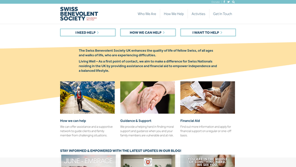 Screenshot of the Swiss Benevolent Society website