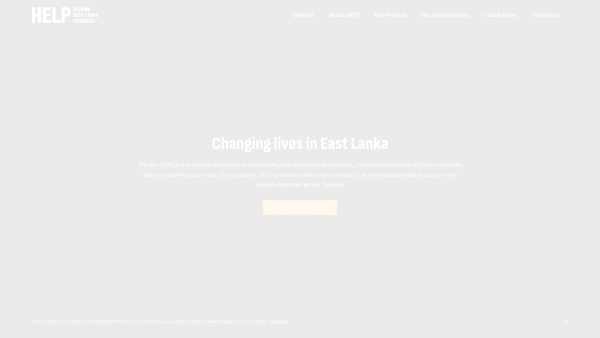 Screenshot of the Helping East Lanka Progress website