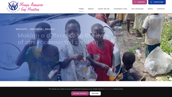 Screenshot of the Gap Ministries website