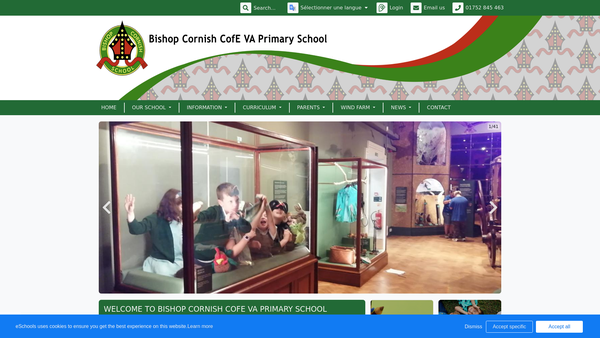 Screenshot of the Bishop Cornish Education Centre website