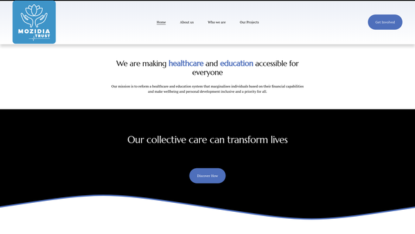 Screenshot of the Mozidia Trust UK website