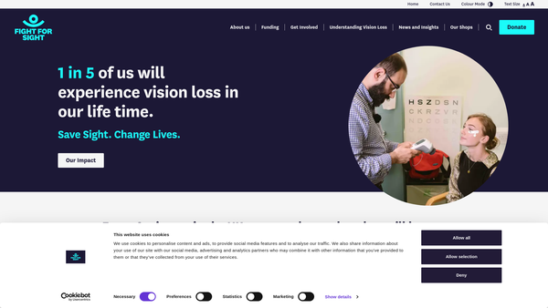 Screenshot of the Fight for Sight website
