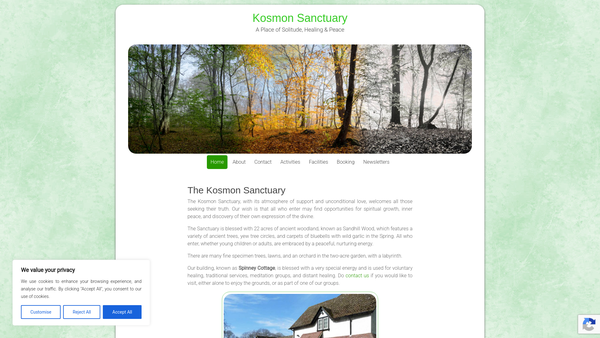 Screenshot of the The Kosmon Sanctuary website