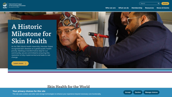 Screenshot of the The International League Of Dermatological Societies website