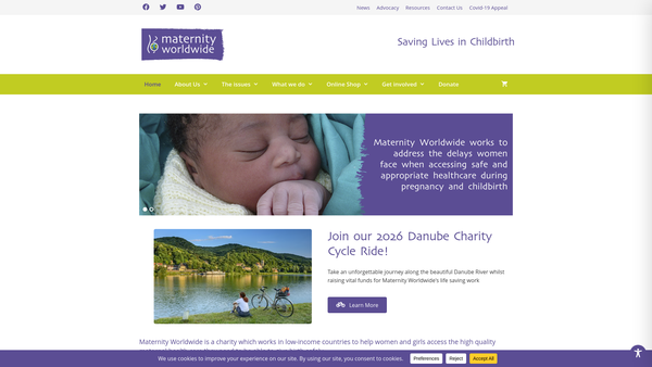 Screenshot of the Maternity Worldwide Limited website