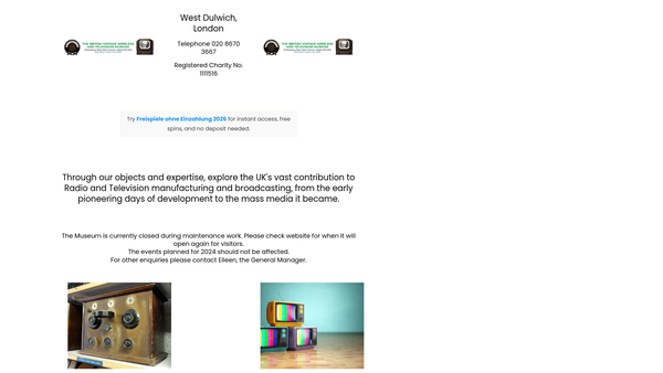 Screenshot of the The British Vintage Wireless And Television Museum website