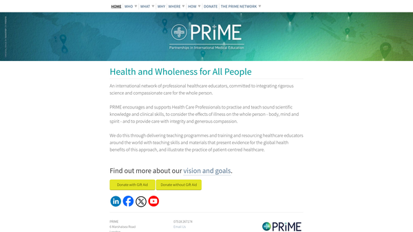 Screenshot of the Prime Partnerships In International Medical Education website