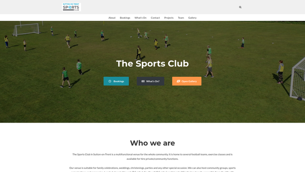 Screenshot of the Sutton On Trent Sports And Community Centre website