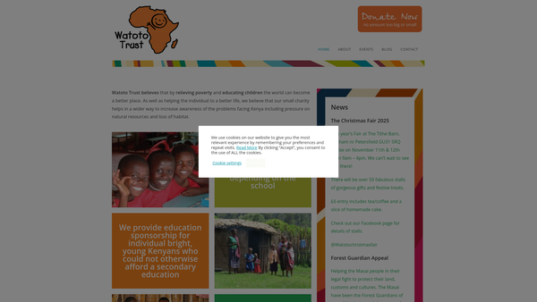 Screenshot of the Watoto Trust website