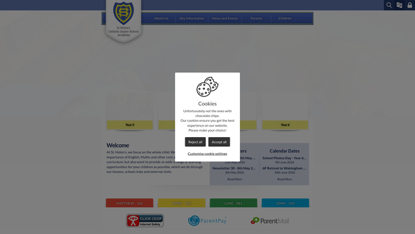 Screenshot of the St Helen's Parent Teacher Association website