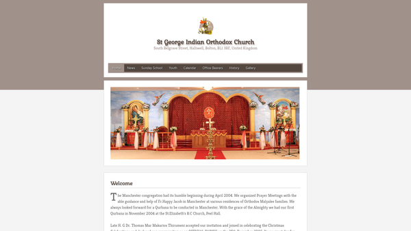 Screenshot of the St. George Indian Orthodox Church website