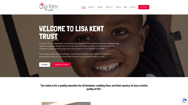 Screenshot of the Lisa Kent Trust website