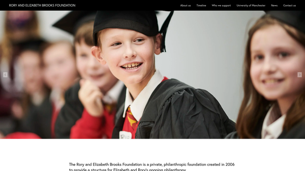 Screenshot of the The Rory And Elizabeth Brooks Foundation website
