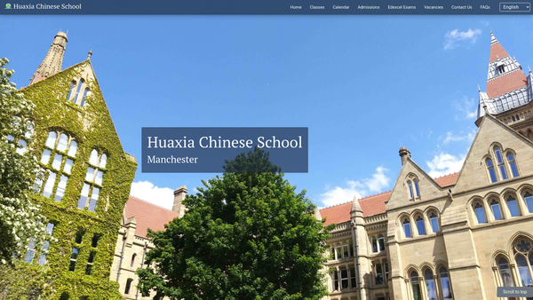 Screenshot of the Huaxia Chinese School website