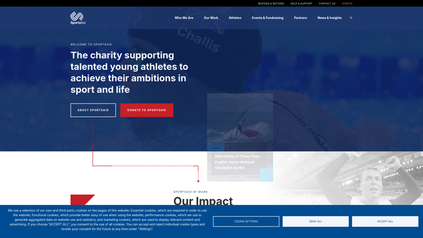 Screenshot of the Sports Aid Trust website