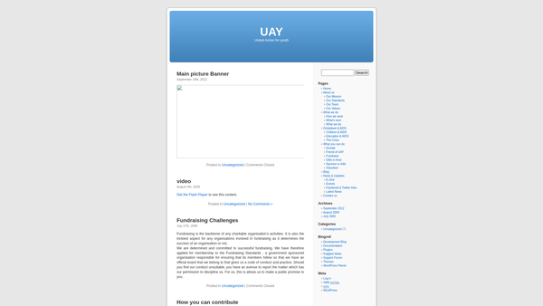Screenshot of the United Action For Youth (Uay) website