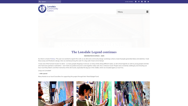 Screenshot of the Lonsdale Community Centre Ltd website