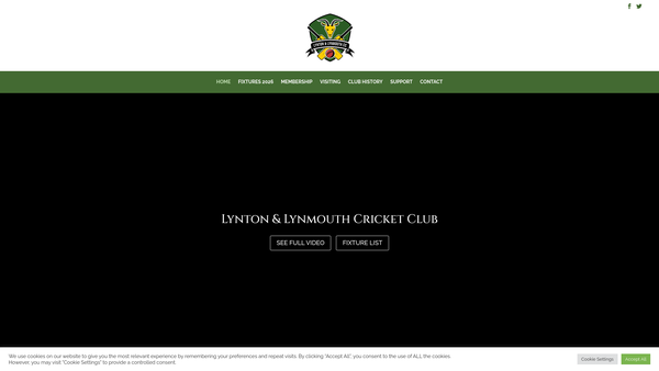 Screenshot of the The Lynton And Lynmouth Cricket Club website