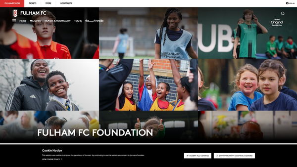 Screenshot of the Fulham Football Club Foundation website