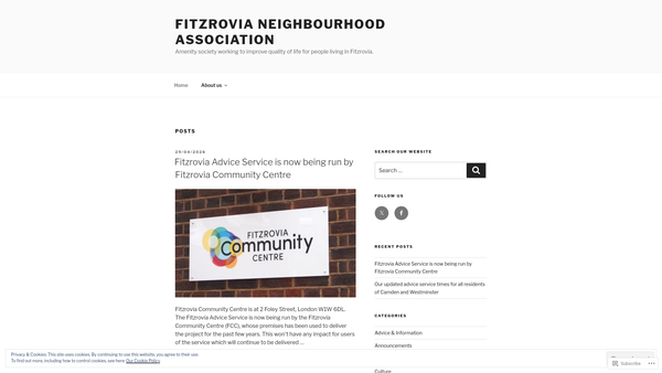 Screenshot of the Fitzrovia Neighbourhood Association website